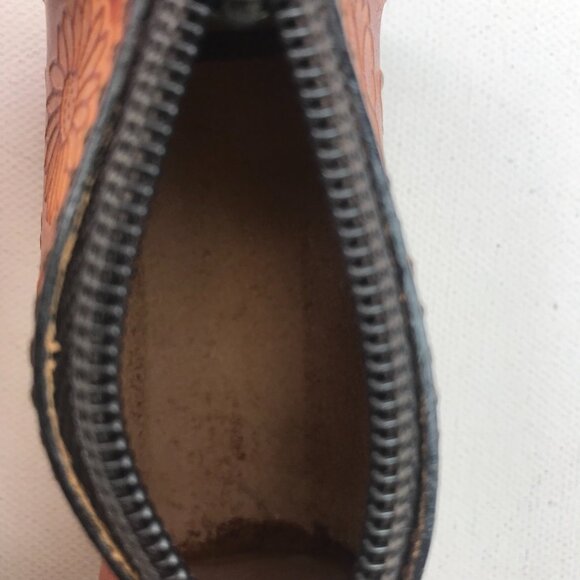 Carved Leather Butterfly Flower Keychain Coin Purse Sailboat Palm Tree Souvenir - Picture 3 of 6